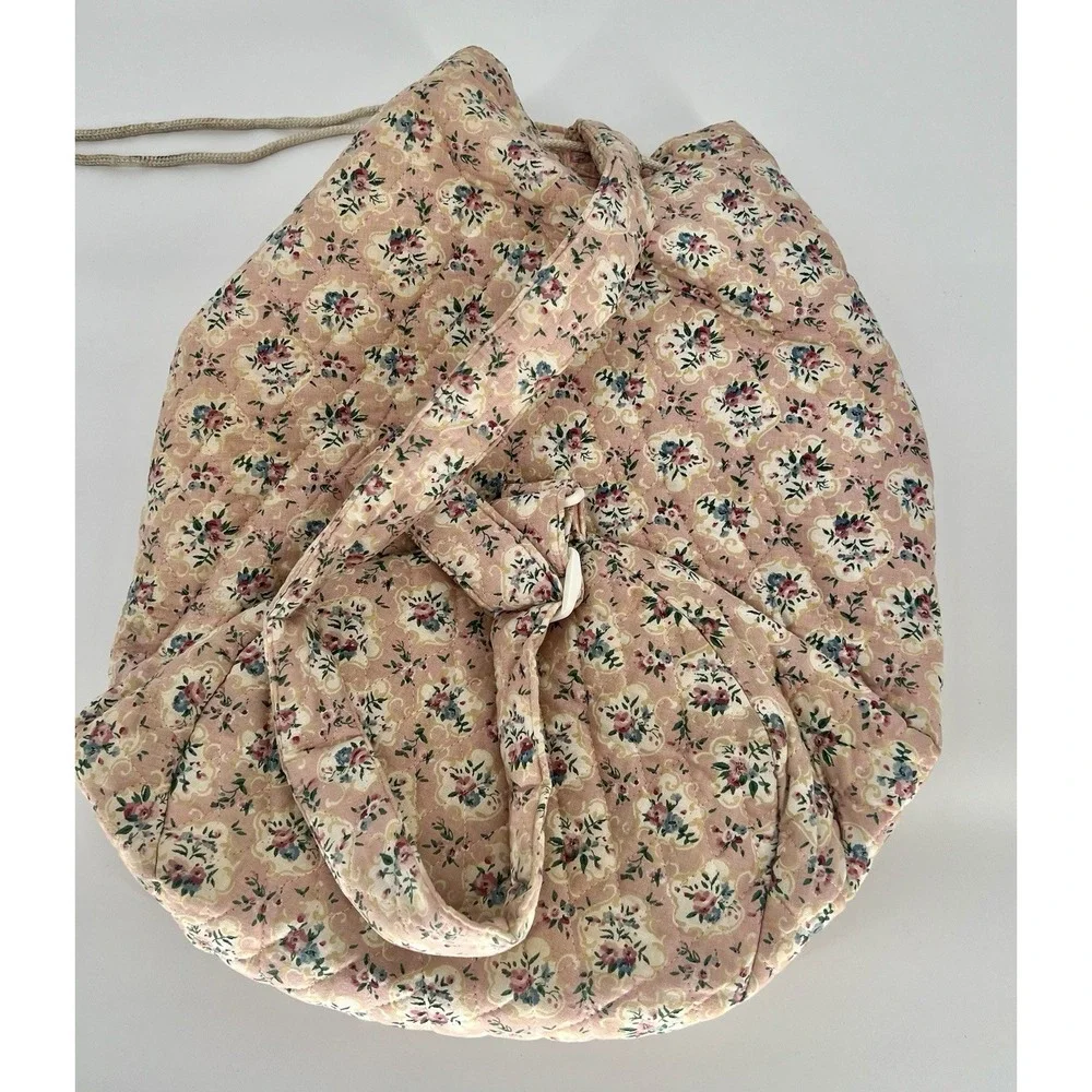 Vintage Vera Bradley RARE 1996 Pastel Pink Large Sling Drawstring Bag Made in US